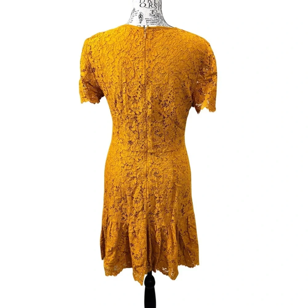 Michael Kors Mustard Lace Midi Dress‎